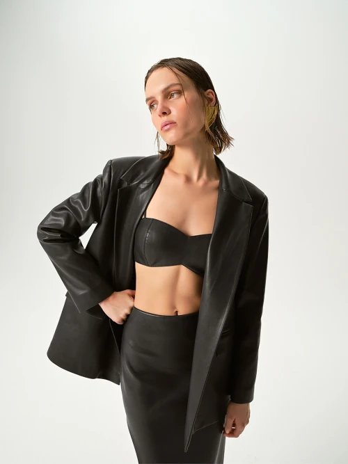 ARYA VEGAN DERİ LACİVERT BRALET