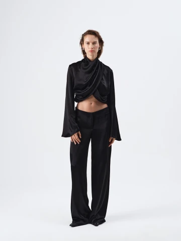 EVA BLACK SATIN PANT